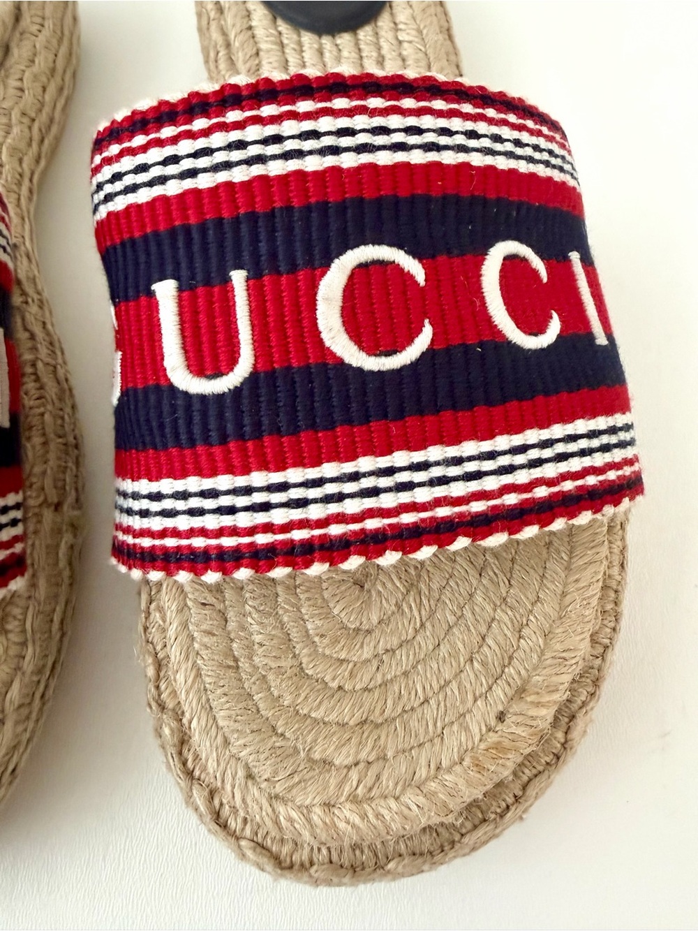 GUCCI | Sabela Web Stripe Logo Espadrille Platform Slides Sandals EU 39 - Picture 7 of 13